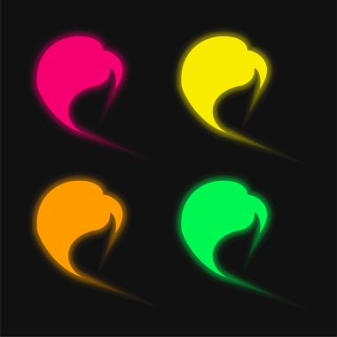 Black Hair four color glowing neon vector icon clipart