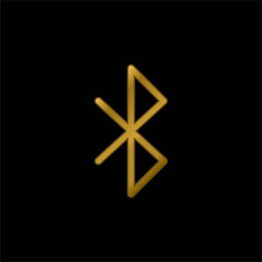 Bluetooth altın kaplama metalik simge veya logo vektörü