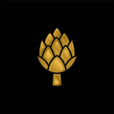 Artichoke gold plated metalic icon or logo vector clipart