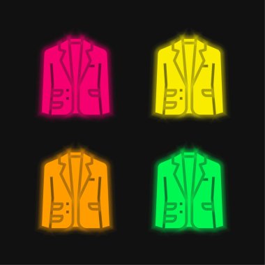 Blazer dört renk parlayan neon vektör simgesi