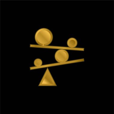 Altın kaplama metalik simge veya logo vektörünü dengele