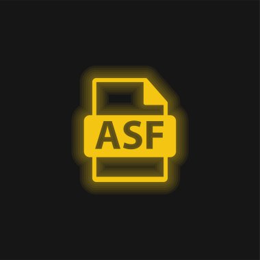 Asf Dosya Biçimi Sembolü Sarı parlak neon simgesi