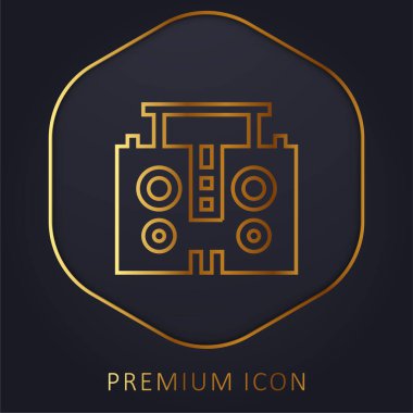 Altın çizgili boombox logosu veya simgesi
