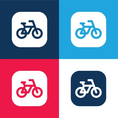 Bicycle blue and red four color minimal icon set clipart