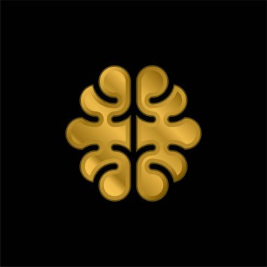 Beyin altın kaplamalı metalik simge veya logo vektörü