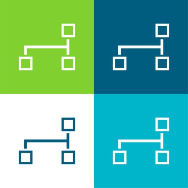 Blok Şemaları Düz 4 renk en az simge kümesi