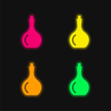 Big Bottle four color glowing neon vector icon clipart