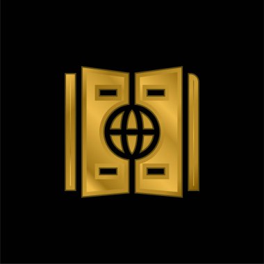 Atlas altın kaplama metalik simge veya logo vektörü
