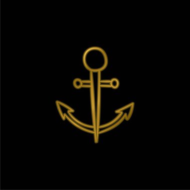 Çapa altın kaplama metalik simge veya logo vektörü