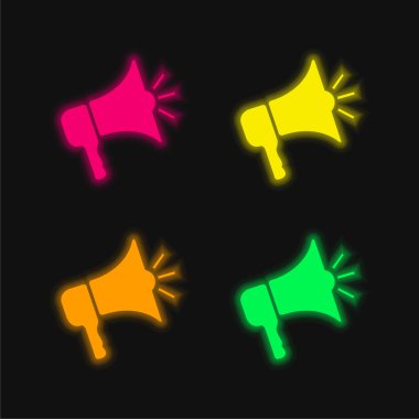 Dört renk parlayan neon vektör simgesi güçlendirici