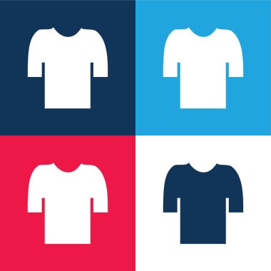 Black T Shirt blue and red four color minimal icon set clipart