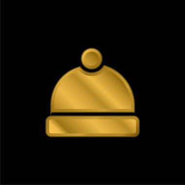 Beanie altın kaplama metalik simge veya logo vektörü