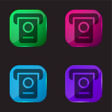 Atm four color glass button icon clipart