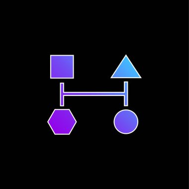 Dört Temel Geometrik Siyah Şeklin Blok Şeması mavi eğimli vektör simgesi