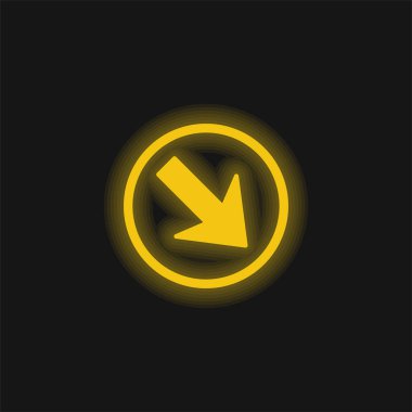 Yuvarlak sarı parlak neon simgesini aşağı doğru gösteren ok.