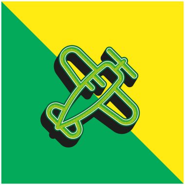 Yeşil uçak ve sarı modern 3d vektör logosu