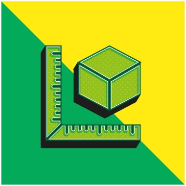 3d Yazdırma Ölçümü Yeşil ve Sarı 3D vektör simgesi logosu