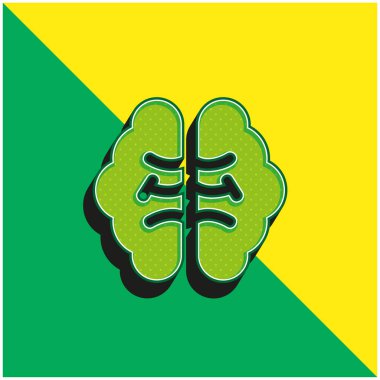 Beyin Yeşili ve Sarı Modern 3D vektör simgesi logosu