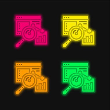 Parlayan dört renk neon vektör simgesini analiz et