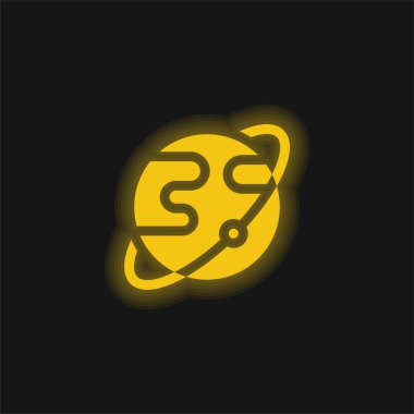 Astronomi sarı parlak neon simgesi