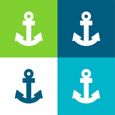 Anchor Navigational Interface Sign Flat four color minimal icon set clipart
