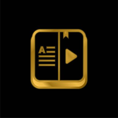 Kitap altın kaplamalı metalik simge veya logo vektörü