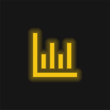 Çubuk Grafik sarı parlak neon simgesi