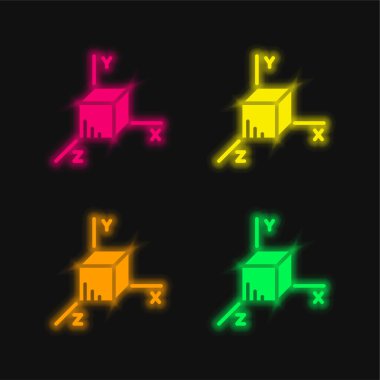 Eksen dört renk parlayan neon vektör simgesi