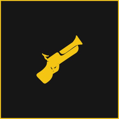 Blunderbuss Gun yellow glowing neon icon clipart