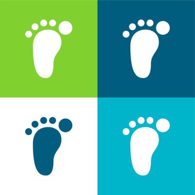 Barefoot Flat four color minimal icon set clipart