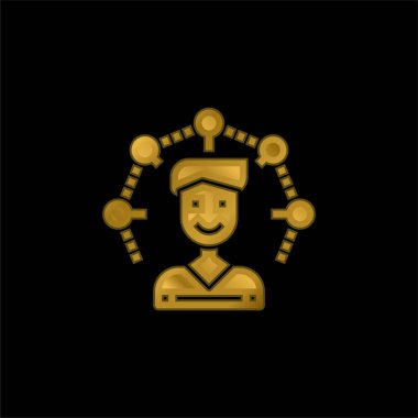 Altın kaplama metalik simge veya logo vektörünü yönet