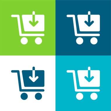 Add Cart Flat four color minimal icon set clipart