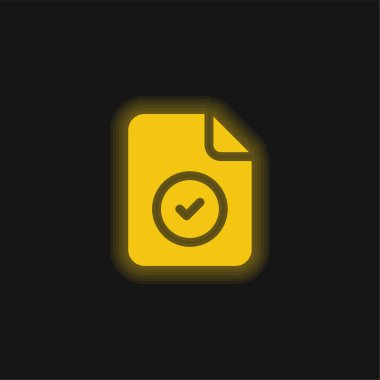 Accepted yellow glowing neon icon clipart