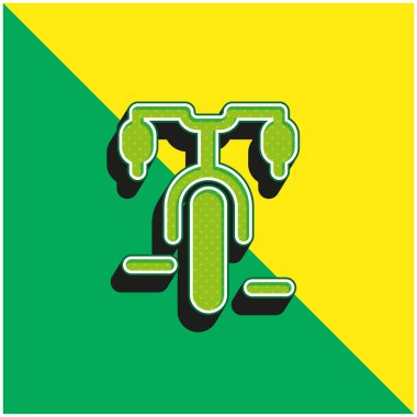 Bisiklet Yeşil ve Sarı 3D vektör simgesi