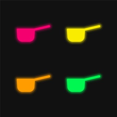 Büyük Saucepan dört renk parlayan neon vektör simgesi