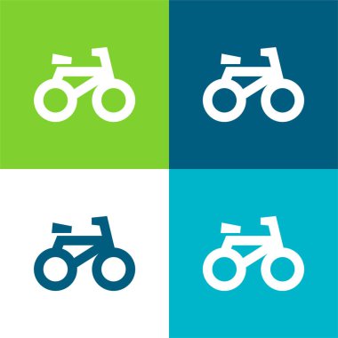 Bisiklet Yan Görünümü Düz 4 renk simgesi seti