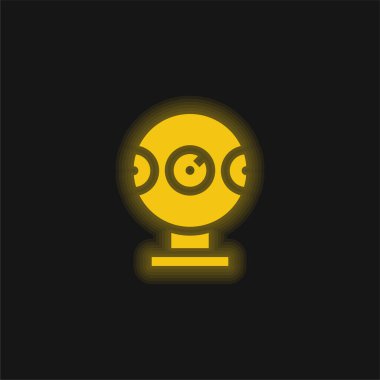 360 Kamera sarı parlayan neon simgesi