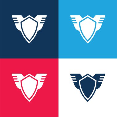 Rozet mavi ve kırmızı dört renk minimal simge kümesi