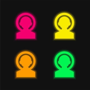 Astronot dört renk parlayan neon vektör simgesi