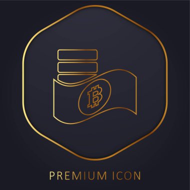 Kağıt ve Sikkelerde Bitcoin Sembolü Altın Hat prim logosu veya simgesi