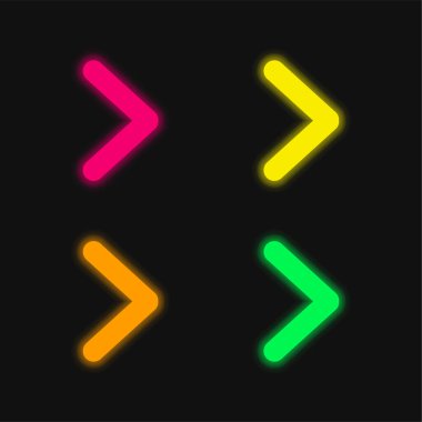 Arrow Angle Pointing To Right four color glowing neon vector icon clipart