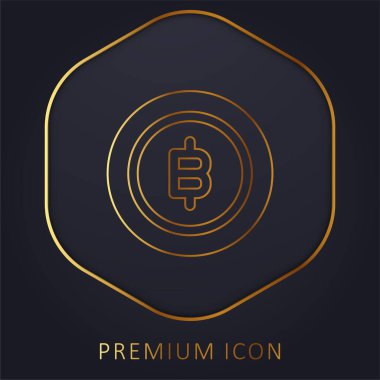 Bitcoin altın çizgisi prim logosu veya simgesi