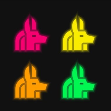 Anubis four color glowing neon vector icon clipart