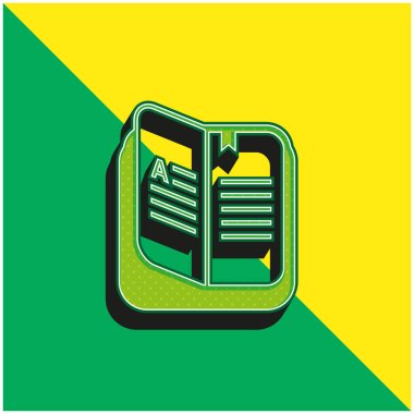 Kitap Yeşil ve Sarı Modern 3D vektör simgesi logosu