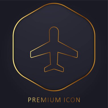 Uçak altın çizgisi prim logosu veya simgesi