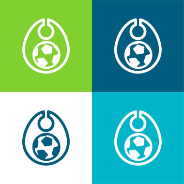 Futbol topu resimli bebek önlüğü Düz 4 renk minimal simgesi