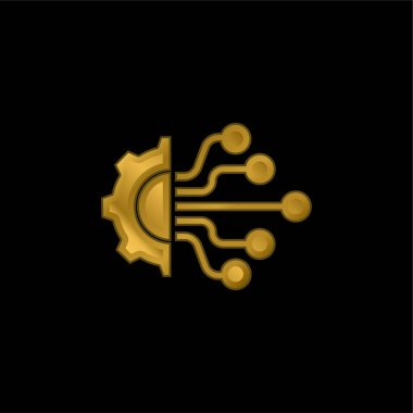 Yapay zeka altın kaplama metalik simge veya logo vektörü