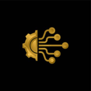 Artificial Intelligence gold plated metalic icon or logo vector clipart