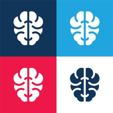 Beyin mavisi ve kırmızı dört renk minimal simge kümesi