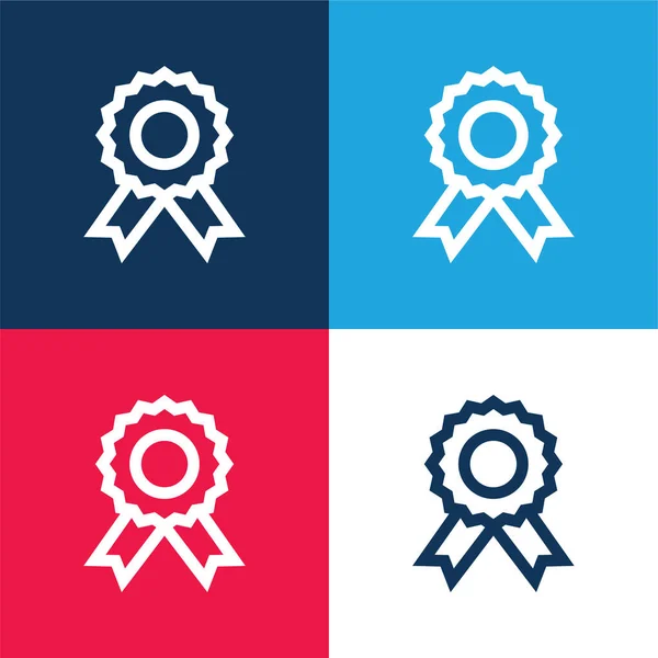 Badge Blauw Rood Vier Kleuren Minimale Pictogram Set — Stockvector